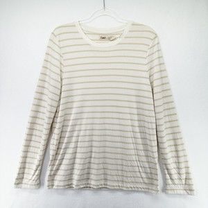 Faherty Brand Women’s Cloud™ Long-Sleeve Tee - oat stripe - L - Pima Cotton